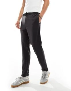 Jack & Jones Tapered Drawstring Smart Trouser In Dark Grey Marl For Men Dark Grey Melange -Men Style Shop 206618821 4