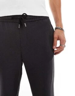 Jack & Jones Tapered Drawstring Smart Trouser In Dark Grey Marl For Men Dark Grey Melange -Men Style Shop 206618821 5