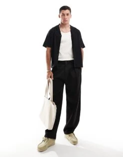 Jack & Jones Oversized Jersey Shirt With Carp Back Print In Black For Men -Men Style Shop 206623416 4