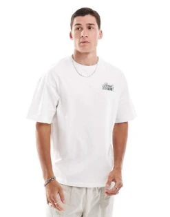 Jack & Jones Oversized T-shirt With Bonsai Backprint In White For Men -Men Style Shop 206666344 2