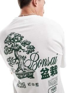 Jack & Jones Oversized T-shirt With Bonsai Backprint In White For Men -Men Style Shop 206666344 4