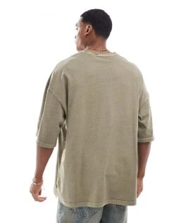 Jack & Jones Super Oversized T-shirt In Washed Khaki For Men Silver Sage -Men Style Shop 206681297 2