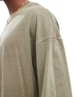Jack & Jones Super Oversized T-shirt In Washed Khaki For Men Silver Sage -Men Style Shop 206681297 3