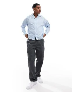 Jack & Jones Oversized Poplin Long Sleeve Stripe Shirt In Blue For Men Skyway -Men Style Shop 206681305 2