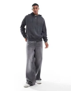 Jack & Jones Super Oversized Hoodie In Washed Grey For Men Castlerock -Men Style Shop 206681321 4