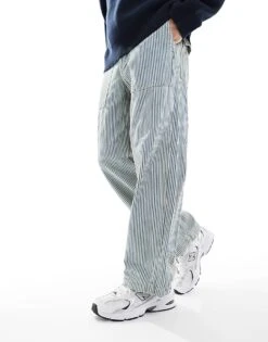 Jack & Jones Alex Baggy Workwear Jeans In Blue Stripe For Men Ecru -Men Style Shop 206681352 1 ecru 1