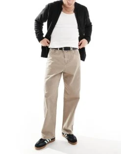 Jack & Jones Alex Baggy Fit Twill Trousers In Beige For Men Crockery -Men Style Shop 206681367 3