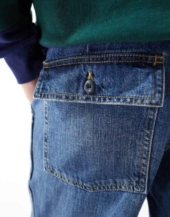 Jack & Jones Eddie Loose Workwear Jeans In Mid Blue Wash For Men Blue Denim -Men Style Shop 206681461 3