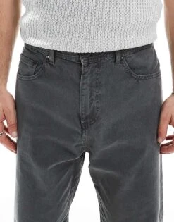 Jack & Jones Alex Baggy Fit Twill Trousers In Dark Grey For Men Iron Gate -Men Style Shop 206681469 5