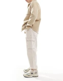 Jack & Jones Alex Baggy Fit Cargo Jeans In Ecru With Contrast Stitching For Men Soft Pink -Men Style Shop 206681484 3