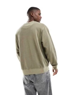Jack & Jones Super Oversized Sweatshirt In Washed Khaki For Men Silver Sage -Men Style Shop 206681547 3