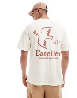 Jack & Jones Oversized T-shirt With Bird Art Backprint In Cream For Men Antique White -Men Style Shop 206716380 1 antiquewhite 1