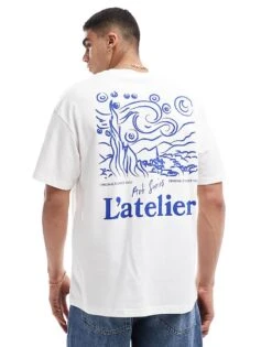 Jack & Jones Oversized T-shirt With Blue L'atelier Art Backprint In White For Men Bright White -Men Style Shop 206716593 1 brightwhite 1