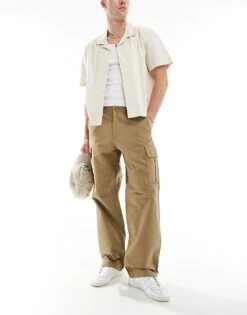 Jack & Jones Bill Barkley Wide Fit Cargo Trouser In Beige For Men Elmwood