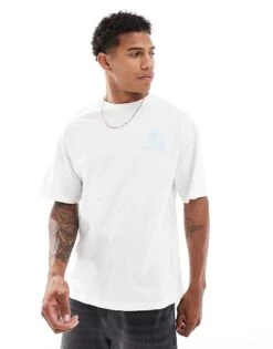 Jack & Jones Oversized T-shirt With Palm Tree Backprint In White For Men Bright White -Men Style Shop 206776006 4