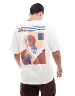 Jack & Jones Oversized T-shirt With Creative Club Backprint In Beige For Men Egret -Men Style Shop 206776348 1 egret 1