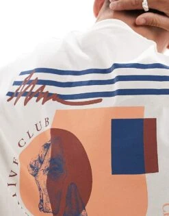 Jack & Jones Oversized T-shirt With Creative Club Backprint In Beige For Men Egret -Men Style Shop 206776348 4