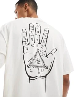 Jack & Jones Oversized Hand Back Print T-shirt In White For Men Moonbeam -Men Style Shop 206824836 1 moonbeam 1