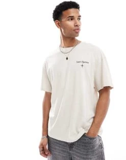 Jack & Jones Oversized Celestial Back Print T-shirt In Beige For Men Moonbeam -Men Style Shop 206824869 3