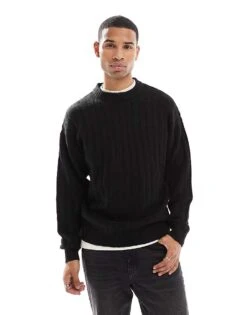 Jack & Jones Oversized Wide Rib Jumper In Black For Men -Men Style Shop 206824878 1 black 1