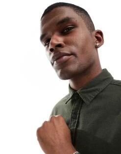 Jack & Jones Flannel Shirt In Khaki For Men Rosin Solid -Men Style Shop 206824980 4