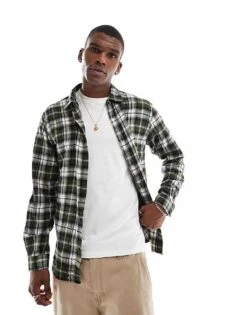Jack & Jones Check Flannel Shirt In Khaki For Men Kombu Green -Men Style Shop 206824983 1 kombugreen 1