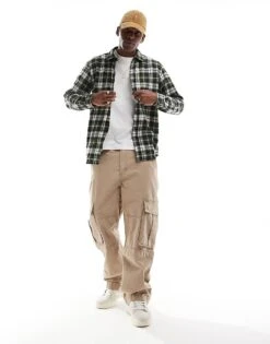 Jack & Jones Check Flannel Shirt In Khaki For Men Kombu Green -Men Style Shop 206824983 3