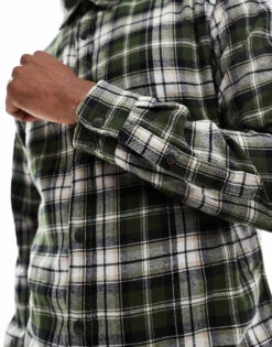 Jack & Jones Check Flannel Shirt In Khaki For Men Kombu Green -Men Style Shop 206824983 4