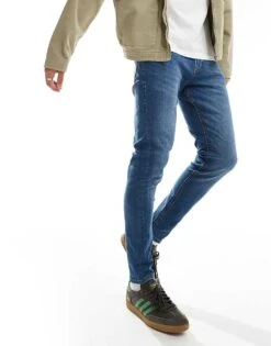 Jack & Jones Glenn Slim Tapered Jean In Mid Blue Wash For Men Sq223 -Men Style Shop 206824993 3