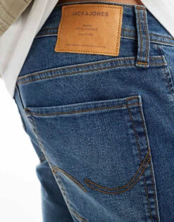 Jack & Jones Glenn Slim Tapered Jean In Mid Blue Wash For Men Sq223 -Men Style Shop 206824993 4