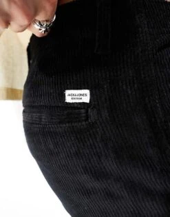 Jack & Jones Loose Fit Cord Cargo Trouser In Black For Men -Men Style Shop 206825114 3