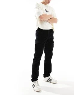 Jack & Jones Loose Fit Cord Cargo Trouser In Black For Men -Men Style Shop 206825114 4