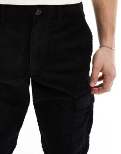 Jack & Jones Loose Fit Cord Cargo Trouser In Black For Men -Men Style Shop 206825114 5