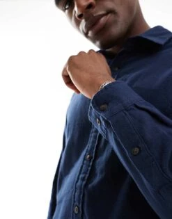 Jack & Jones Flannel Shirt In Navy For Men Navy Blazer Solid -Men Style Shop 206825123 2