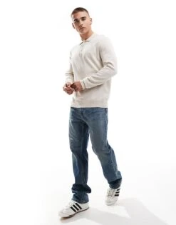 Jack & Jones Knitted Polo In Beige For Men Moonbeam -Men Style Shop 206825124 2