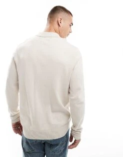 Jack & Jones Knitted Polo In Beige For Men Moonbeam -Men Style Shop 206825124 4