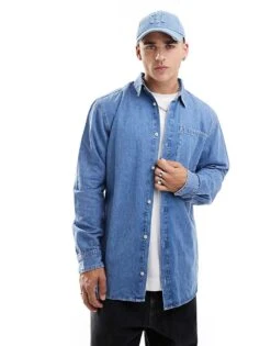Jack & Jones Oversized Denim Shirt In Mid Blue Wash For Men Blue Denim -Men Style Shop 206825240 1 bluedenim 1