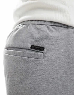 Jack & Jones Drawstring Tapered Trouser In Grey Marl For Men Grey Melange -Men Style Shop 206825361 4