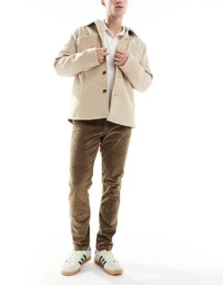 Jack & Jones Slim Cord Trouser In Beige For Men Elmwood