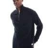 Jack & Jones Ribbed Fisherman Quarter Zip Jumper In Navy For Men Navy Blazer