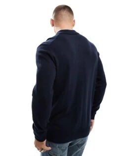 Jack & Jones Knitted Polo In Navy For Men Navy Blazer -Men Style Shop 206825509 4