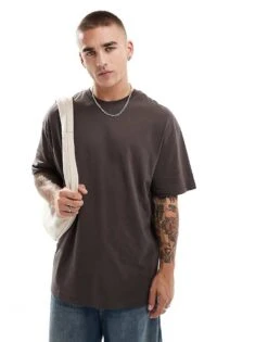 Jack & Jones Oversized Studio Back Print T-shirt In Chocolate Brown For Men Mulch -Men Style Shop 206825528 2