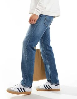 Jack & Jones Chris Straight Jean In Mid Blue Wash For Men Blue Denim -Men Style Shop 206825660 5