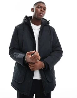 Jack & Jones Utility Parka In Black For Men