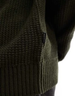 Jack & Jones Textured Crew Neck Jumper In Khaki For Men Rosin -Men Style Shop 206825867 3