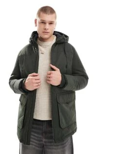 Jack & Jones Utility Parka In Khaki For Men Rosin