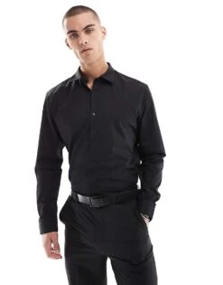 Jack & Jones Slim Fit Smart Shirt In Black For Men -Men Style Shop 206825937 1 black 1