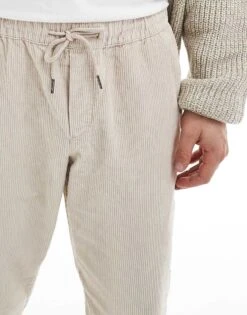 Jack & Jones Loose Fit Drawstring Cord Trouser In Light Beige For Men Moonbeam -Men Style Shop 206826032 4