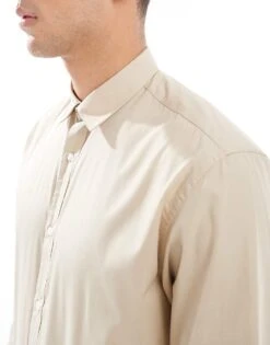 Jack & Jones Slim Fit Smart Shirt In Beige For Men Pure Casshmere -Men Style Shop 206826048 3