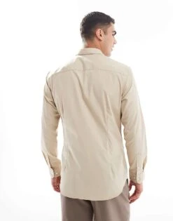 Jack & Jones Slim Fit Smart Shirt In Beige For Men Pure Casshmere -Men Style Shop 206826048 4